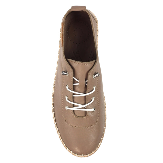 Taupe - Lifestyle - Lunar Womens-Ladies Evie Leather Plimsolls