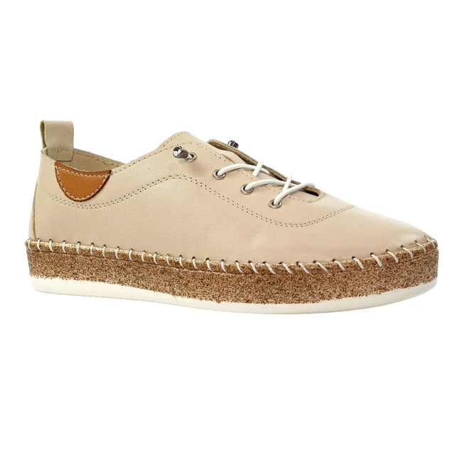 Cream - Front - Lunar Womens-Ladies Evie Leather Plimsolls