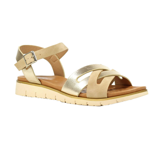 Gold - Back - Lunar Womens-Ladies Jane Sandals