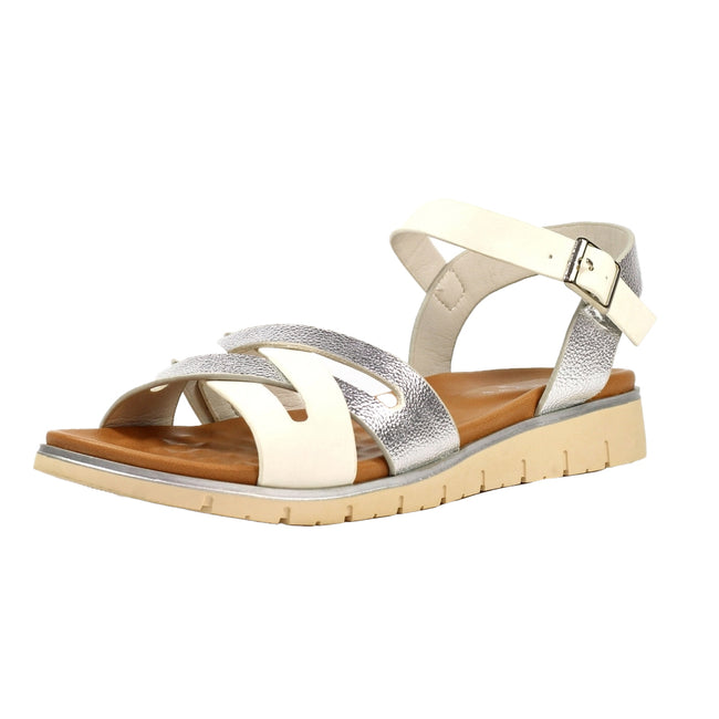 Silver - Side - Lunar Womens-Ladies Jane Sandals