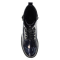 Navy - Pack Shot - Lunar Womens-Ladies Parlour Patent Faux Leather Ankle Boots