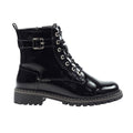 Black - Side - Lunar Womens-Ladies Parlour Patent Faux Leather Ankle Boots