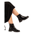 Black - Close up - Lunar Womens-Ladies Parlour Patent Faux Leather Ankle Boots