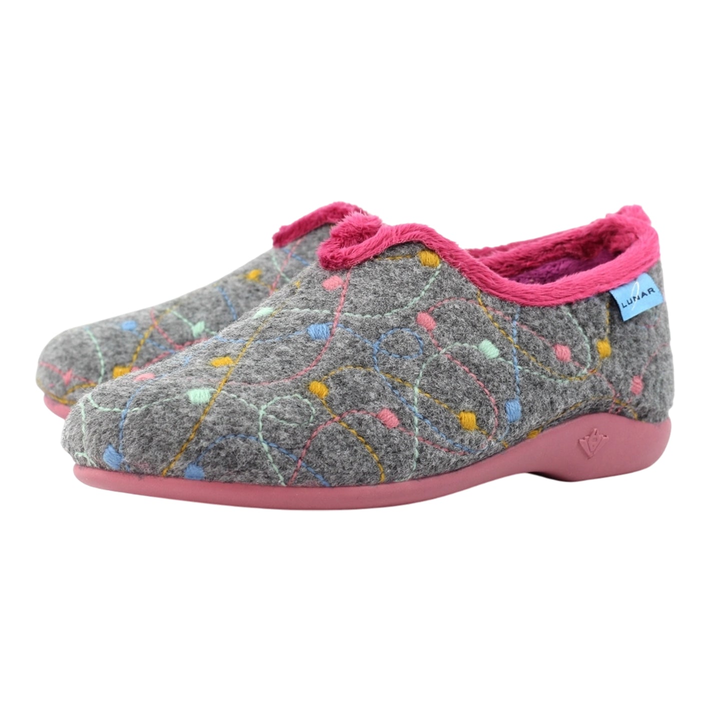 Grey - Close up - Lunar Womens-Ladies Helsinki Slippers