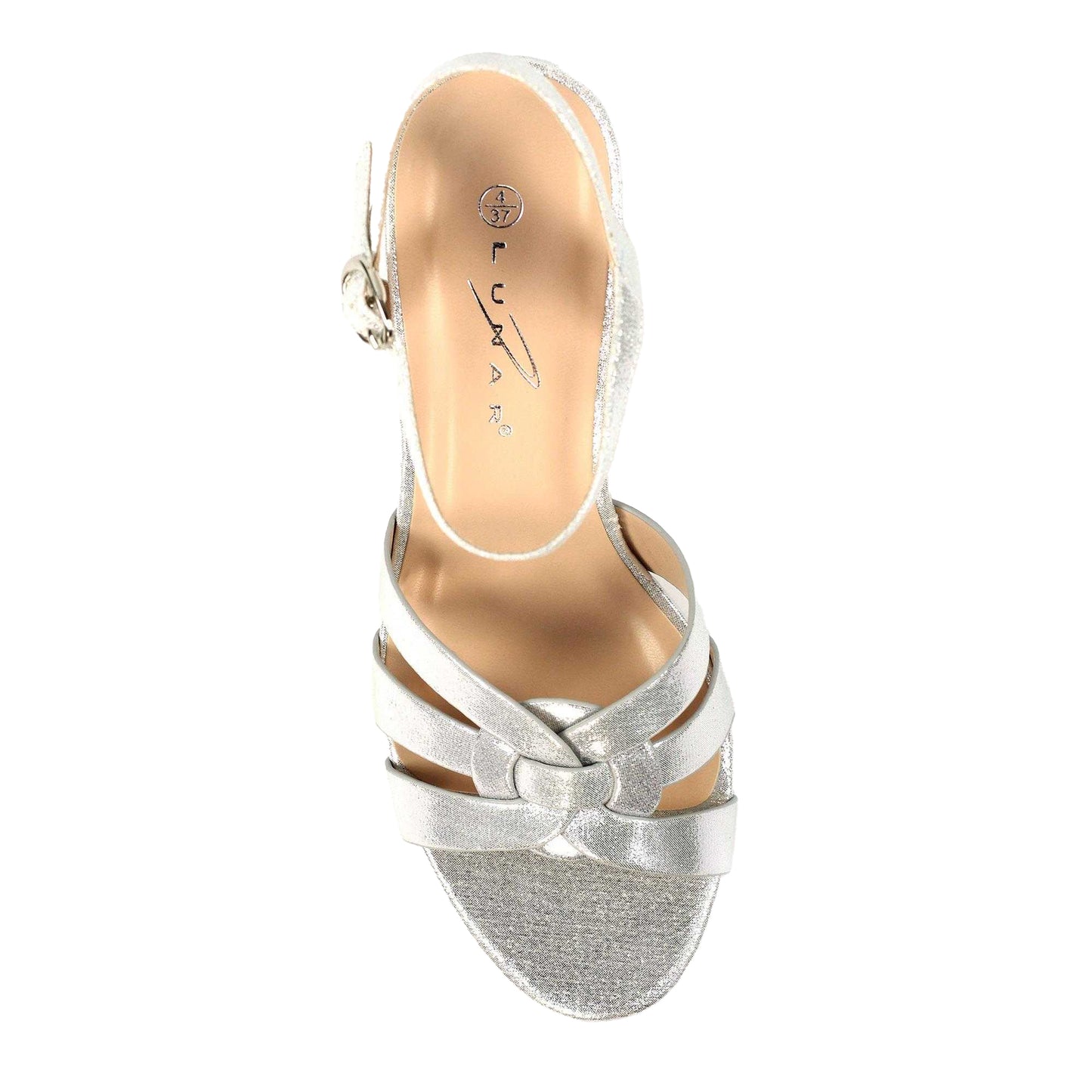 Silver - Pack Shot - Lunar Womens-Ladies Utah Block Heel Sandals