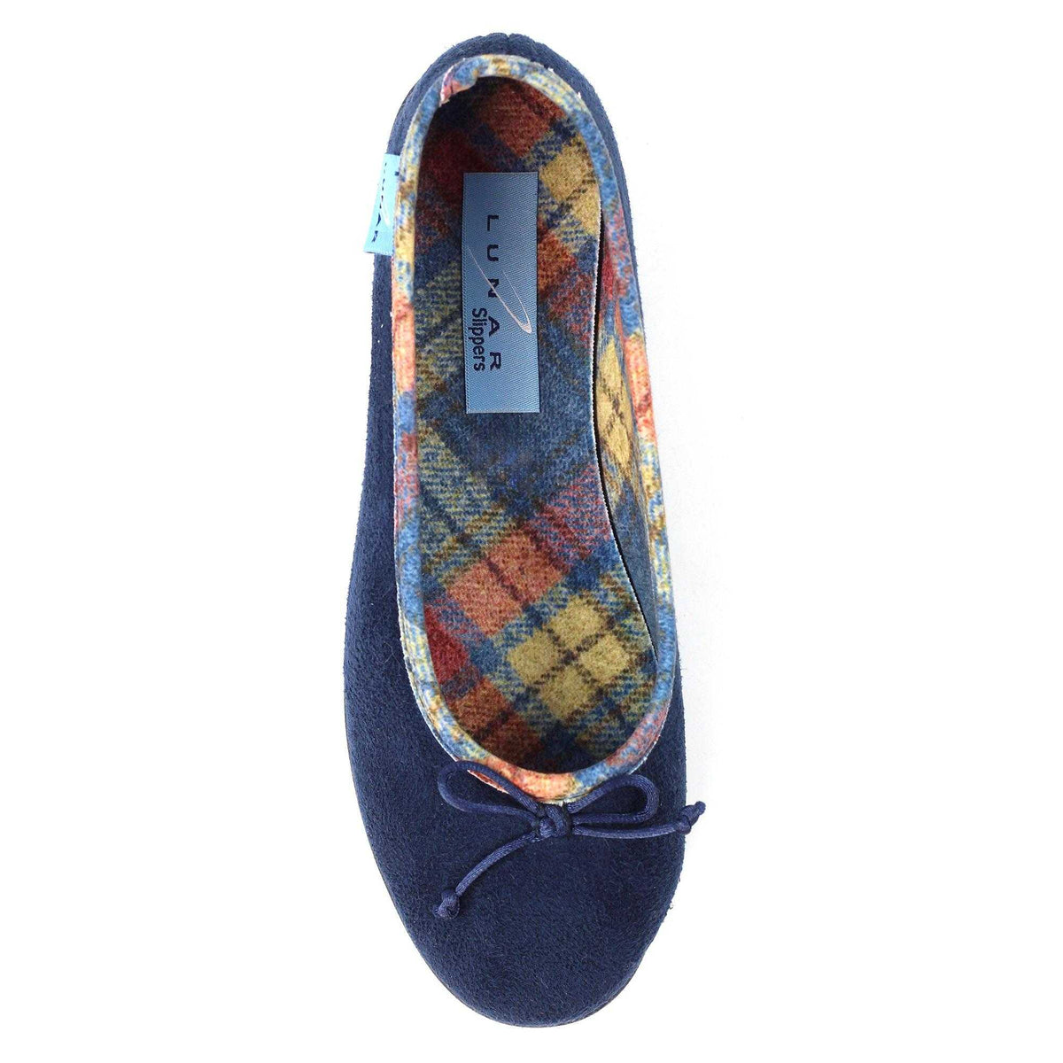 Blue - Pack Shot - Lunar Womens-Ladies Bow Slippers