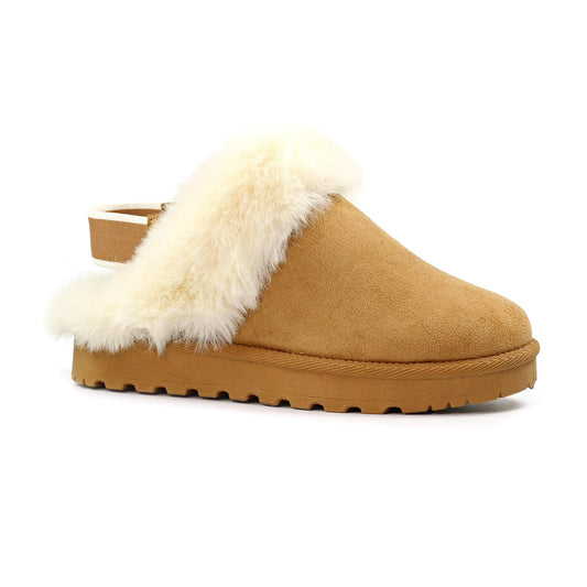 Tan - Front - Lunar Womens-Ladies Nevis Removable Back Strap Mule Slippers