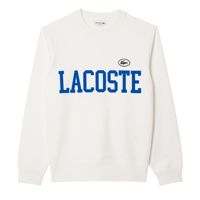 Cream - Front - Lacoste Mens Flocked Fleece Sweatshirt
