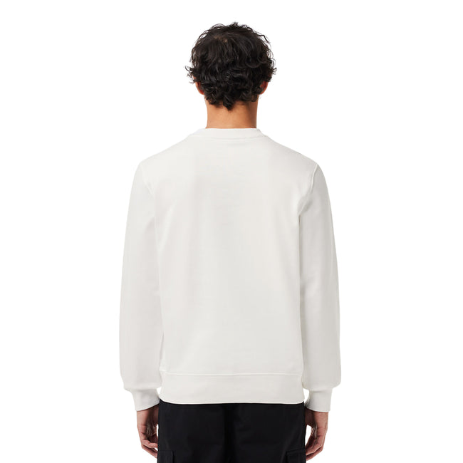 Cream - Back - Lacoste Mens Flocked Fleece Sweatshirt