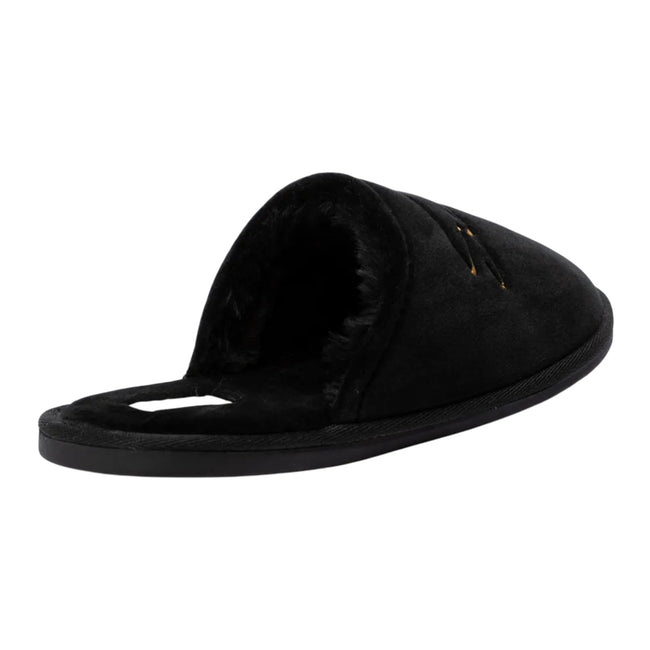 Black - Back - SikSilk Womens-Ladies Embroidered Logo Slippers