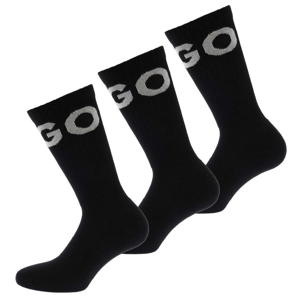 Black - Back - Hugo Unisex Adult Iconic Contrast Logo Socks (Pack of 3)