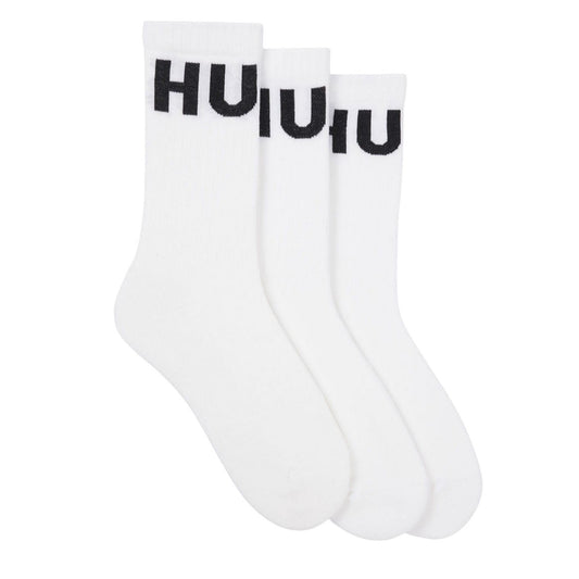 White - Front - Hugo Unisex Adult Iconic Contrast Logo Socks (Pack of 3)