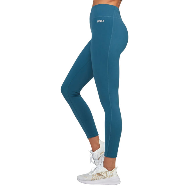 Teal - Side - SikSilk Womens-Ladies Essentials Sports Leggings