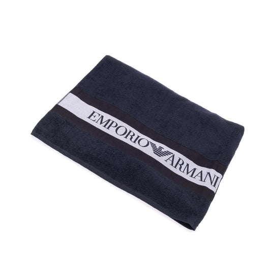 Navy - Front - Emporio Armani Big Logo Woven Towel