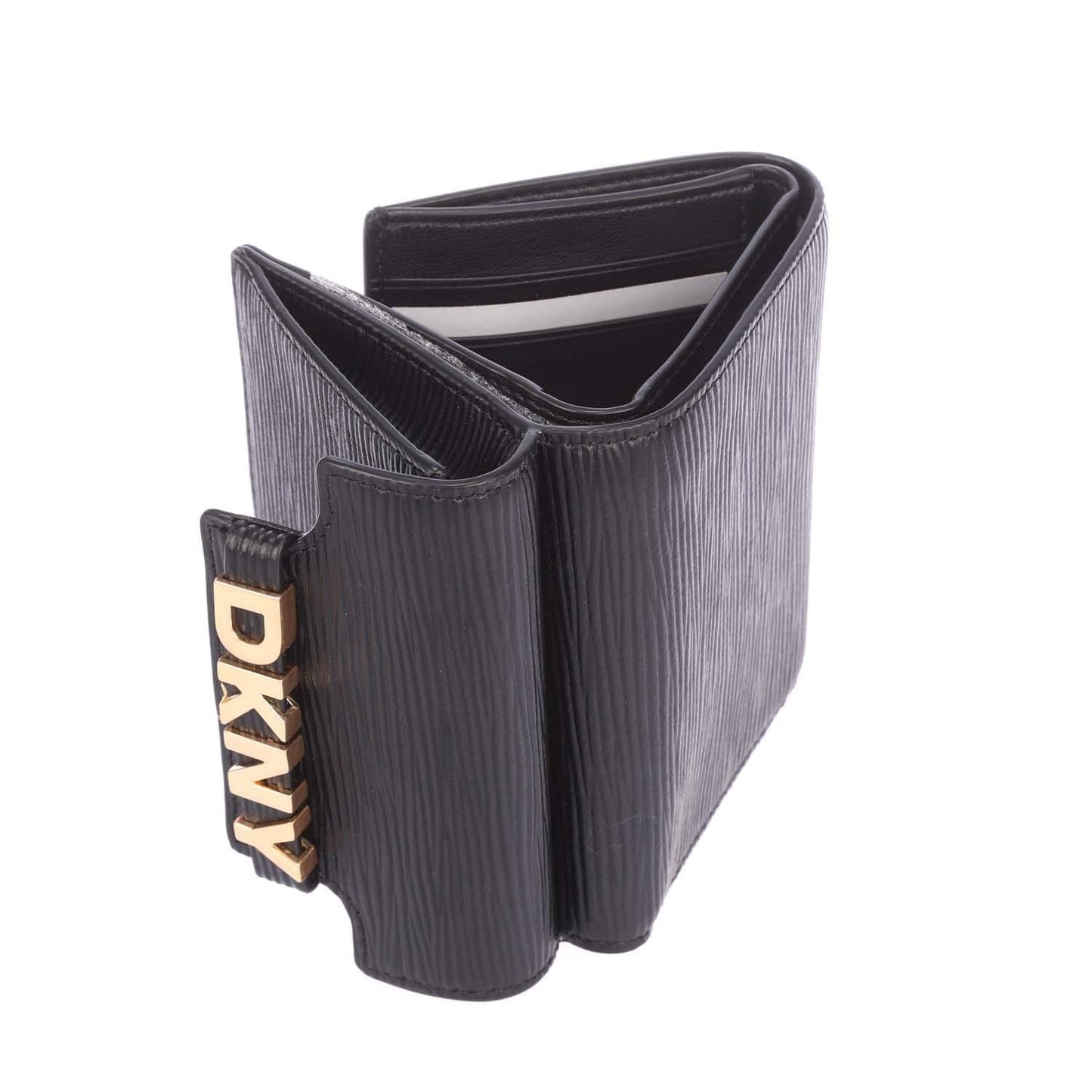 Black - Pack Shot - DKNY Avril Faux Leather Tri-Fold Wallet