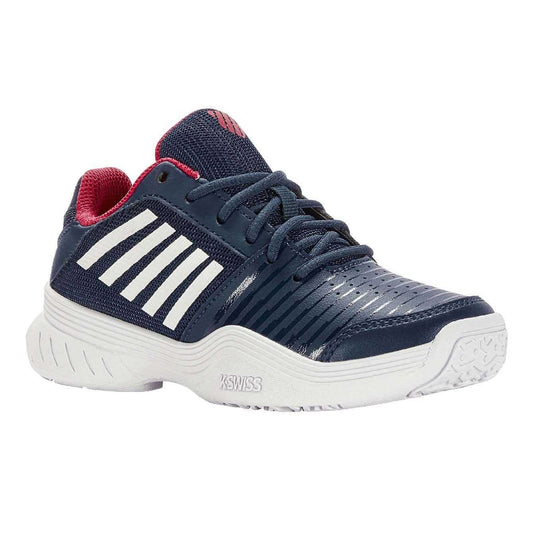Blue-White - Front - K-Swiss Childrens-Kids Court Express Omni Leather Tennis Shoes