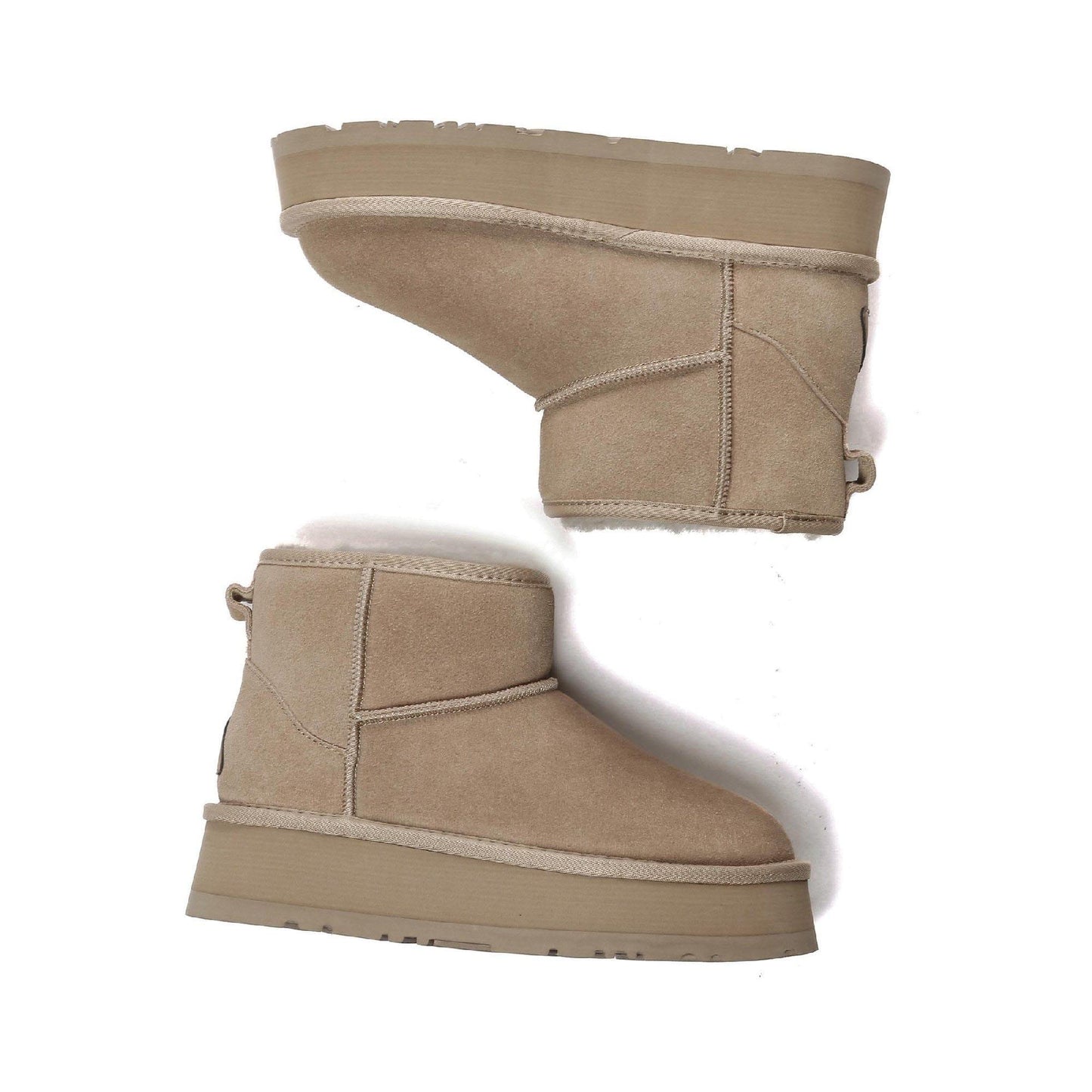 Brown - Close up - EverAu Womens-Ladies Dusky Classic Cow Suede Mini Boots