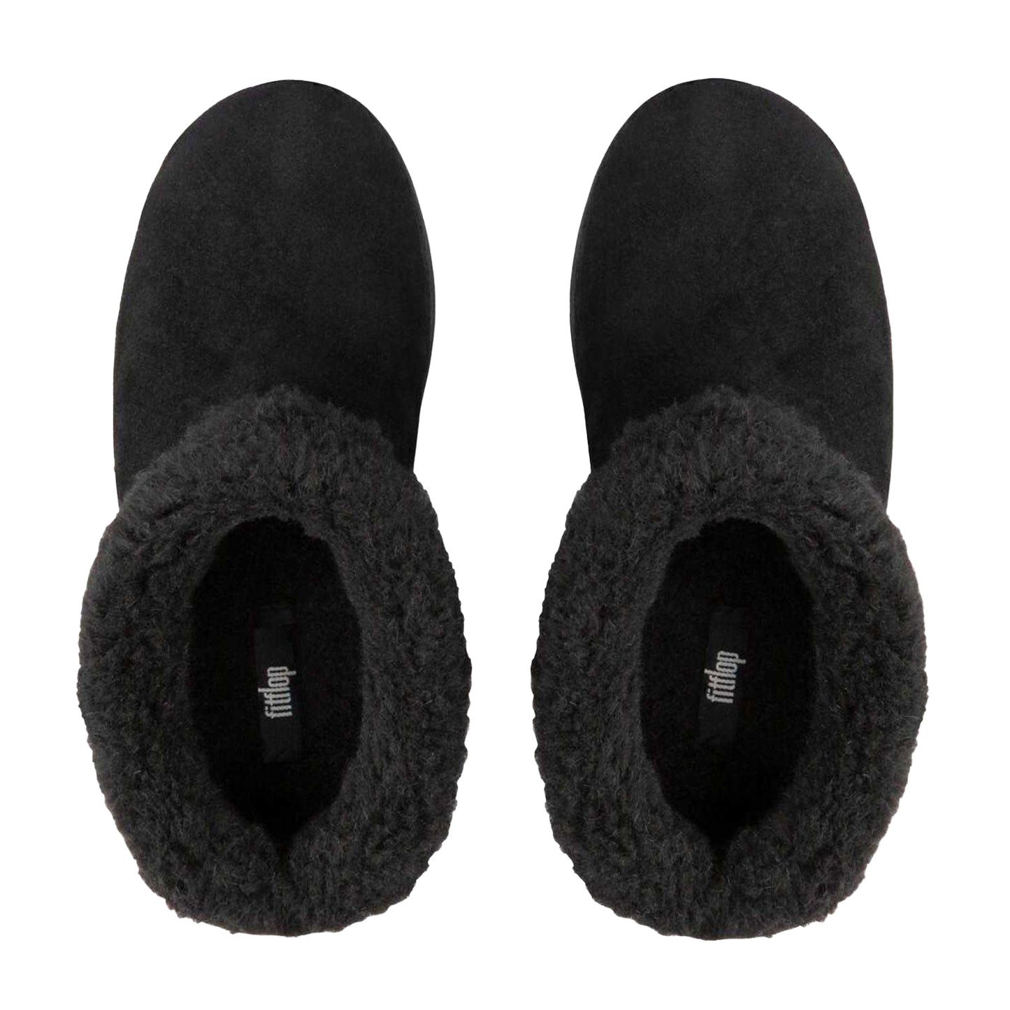 Black - Side - Fit Flop Womens-Ladies Loaff II Shearling Snug Fit Slippers