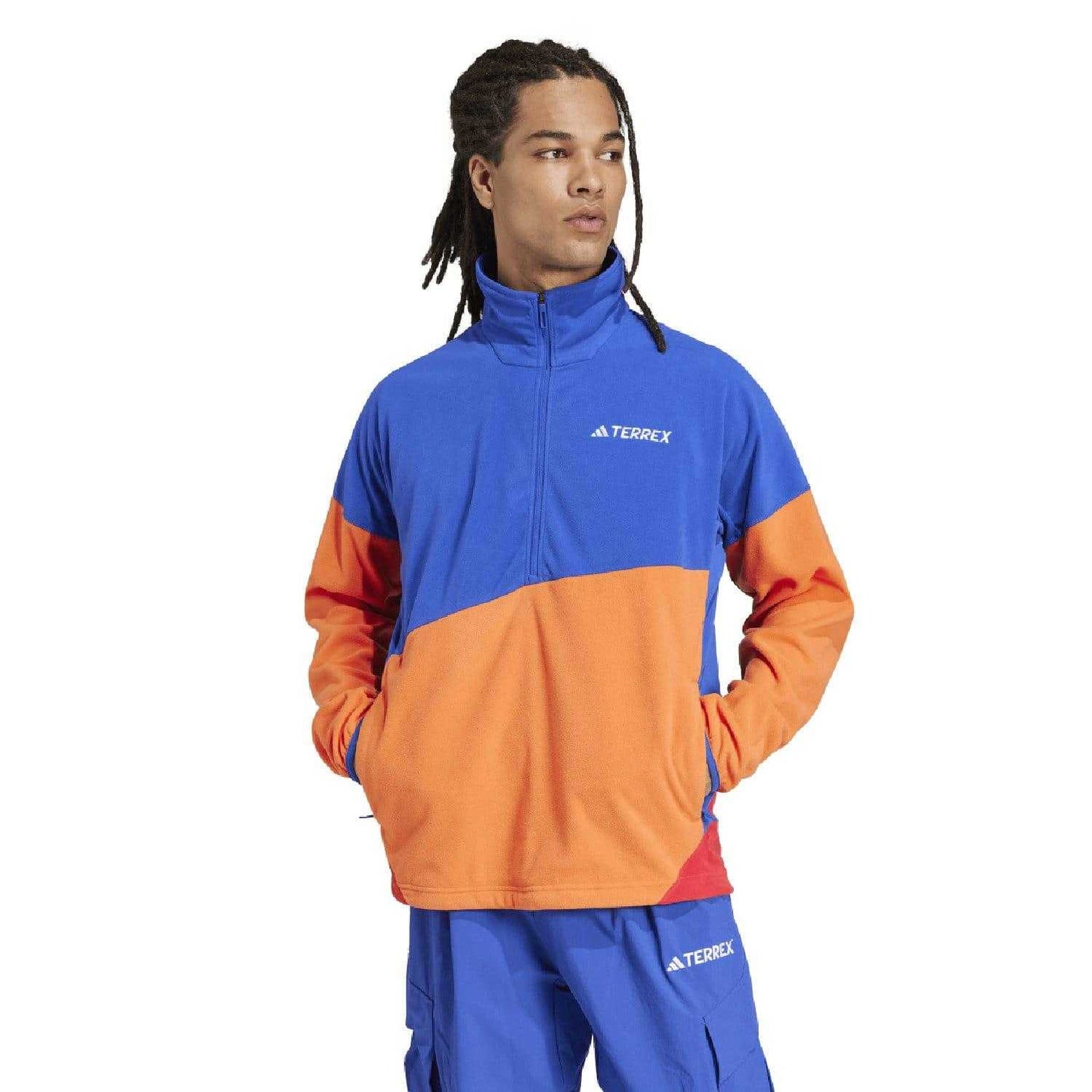 Blue - Close up - Adidas Mens Terrex Climawarm Fleece Jumper