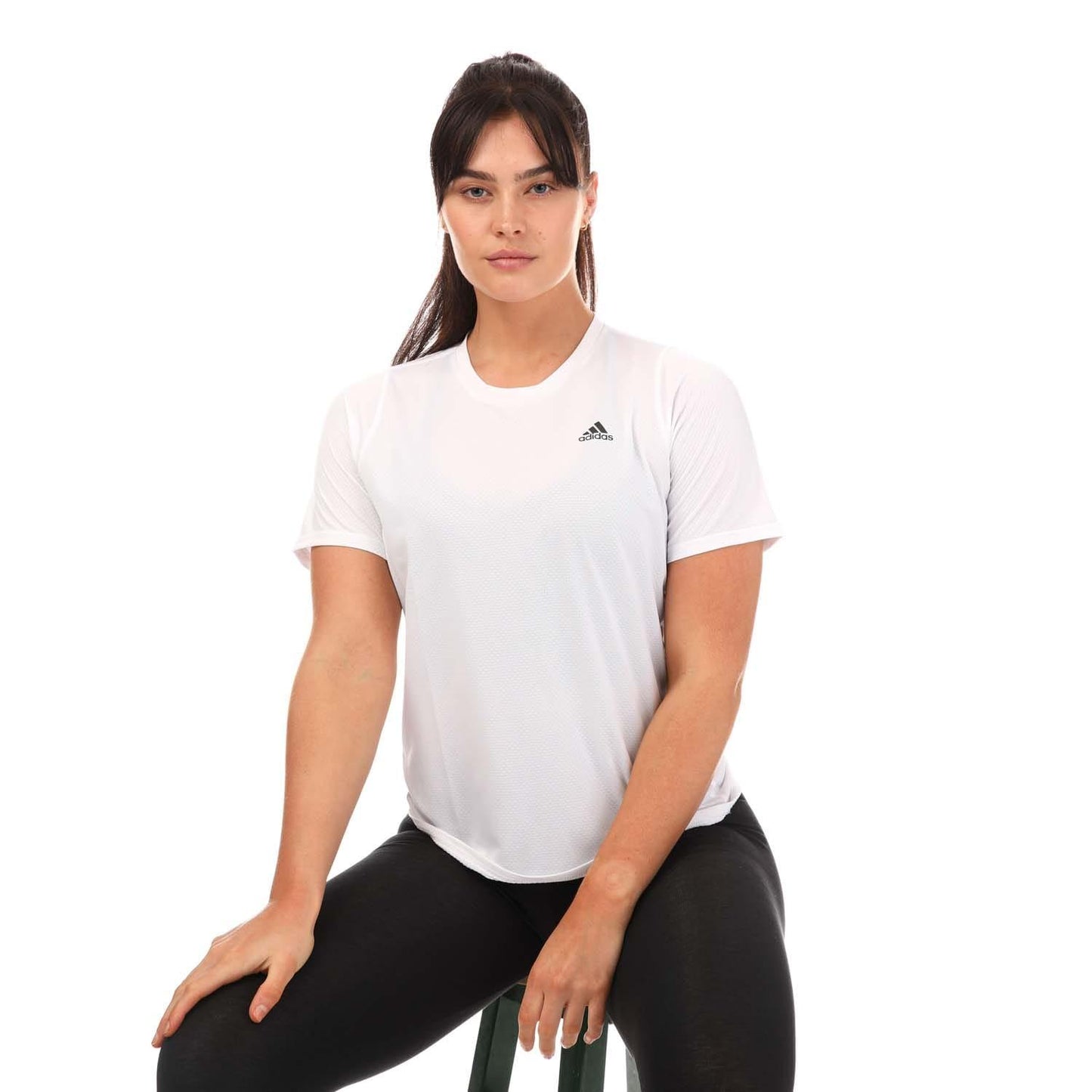 White - Side - Adidas Womens-Ladies Run Icon Running T-Shirt