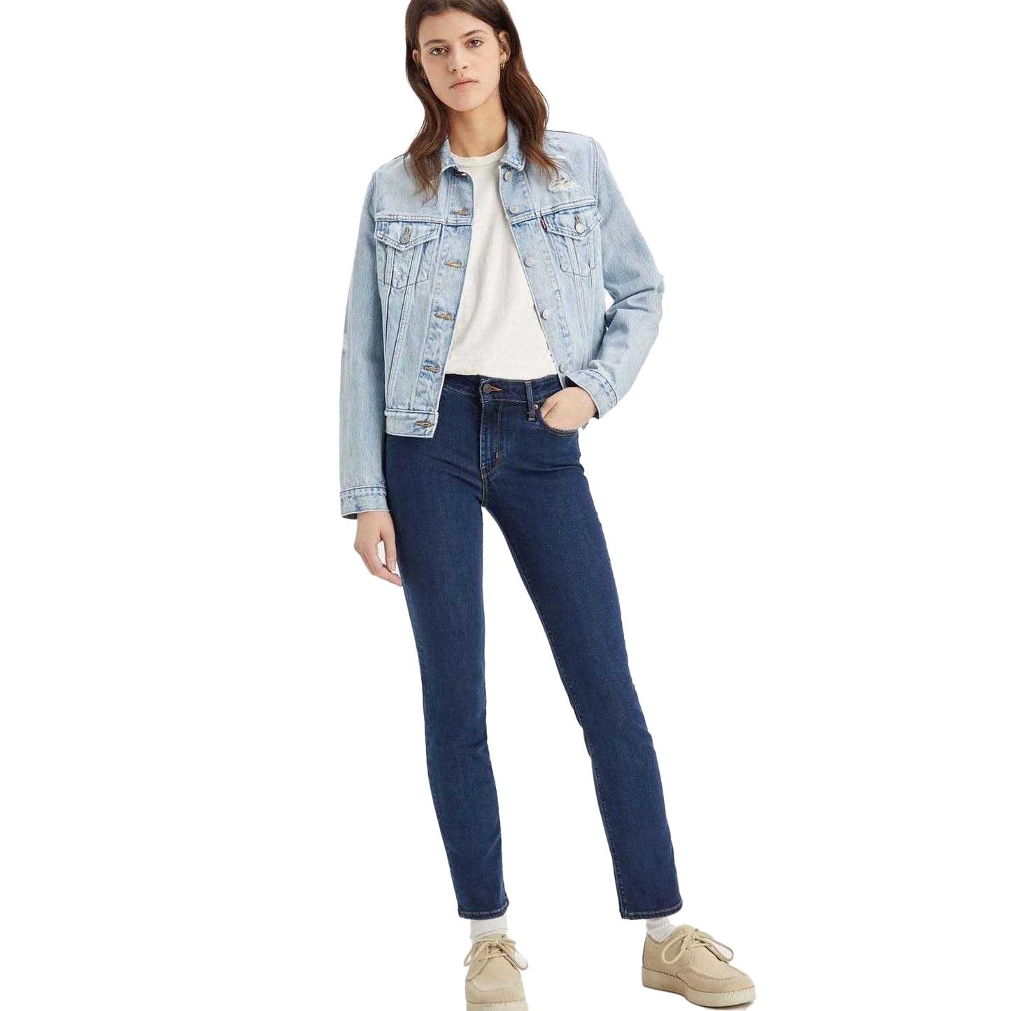 Blue - Pack Shot - Levis Womens-Ladies 712 Slim Jeans