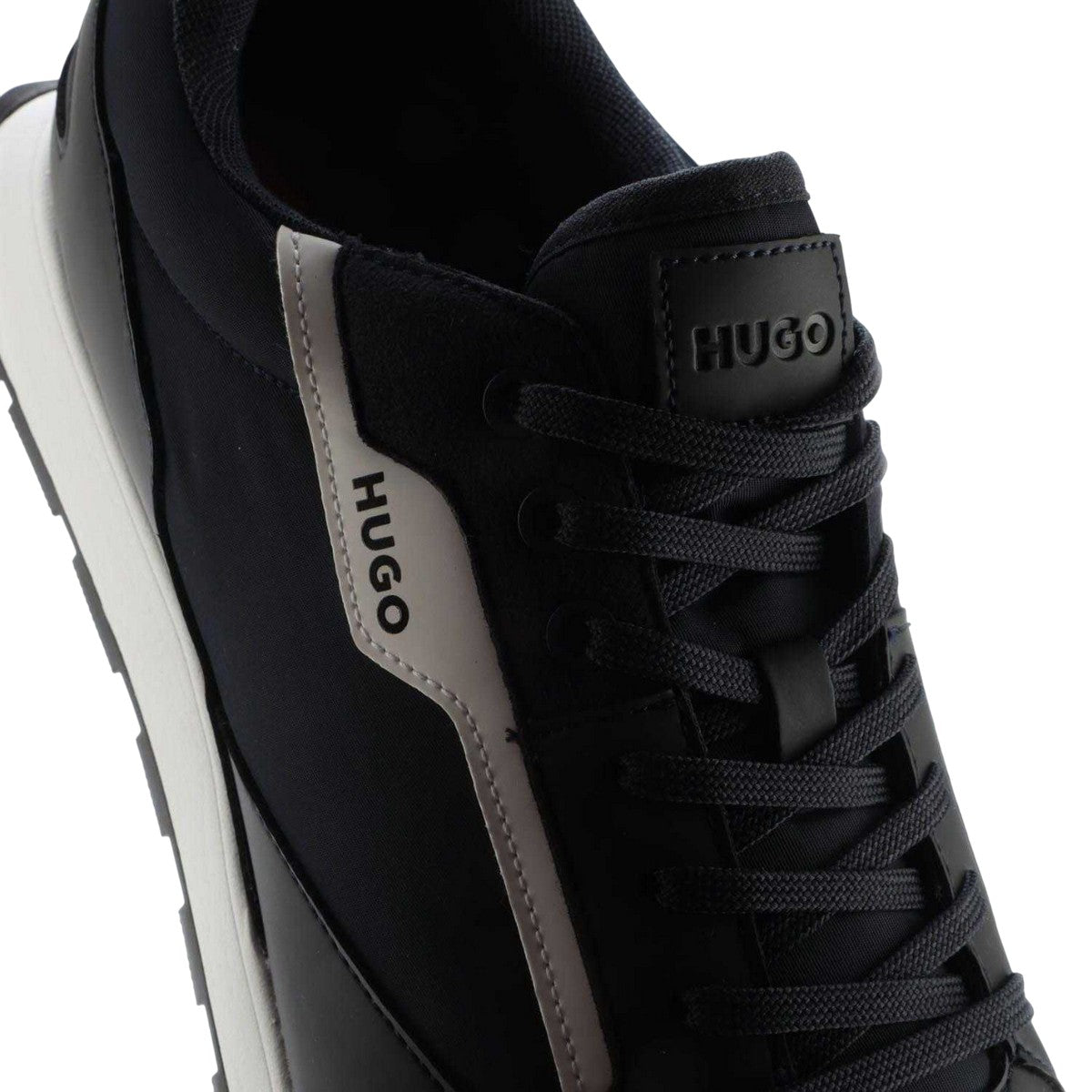 Dark Blue - Close up - Hugo Mens Icelin Suede Running Trainers