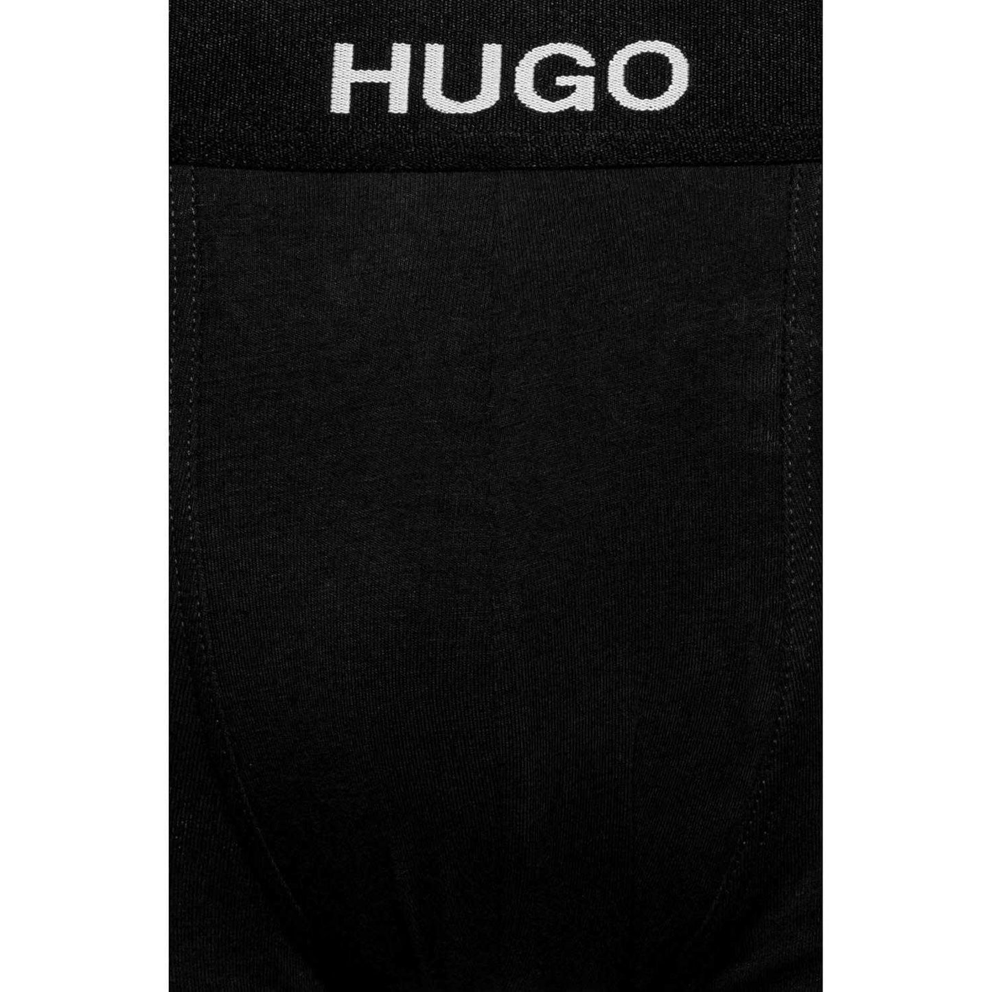 Black - Side - Hugo Mens Plain Cotton Blend Boxer Shorts (Pack of 3)