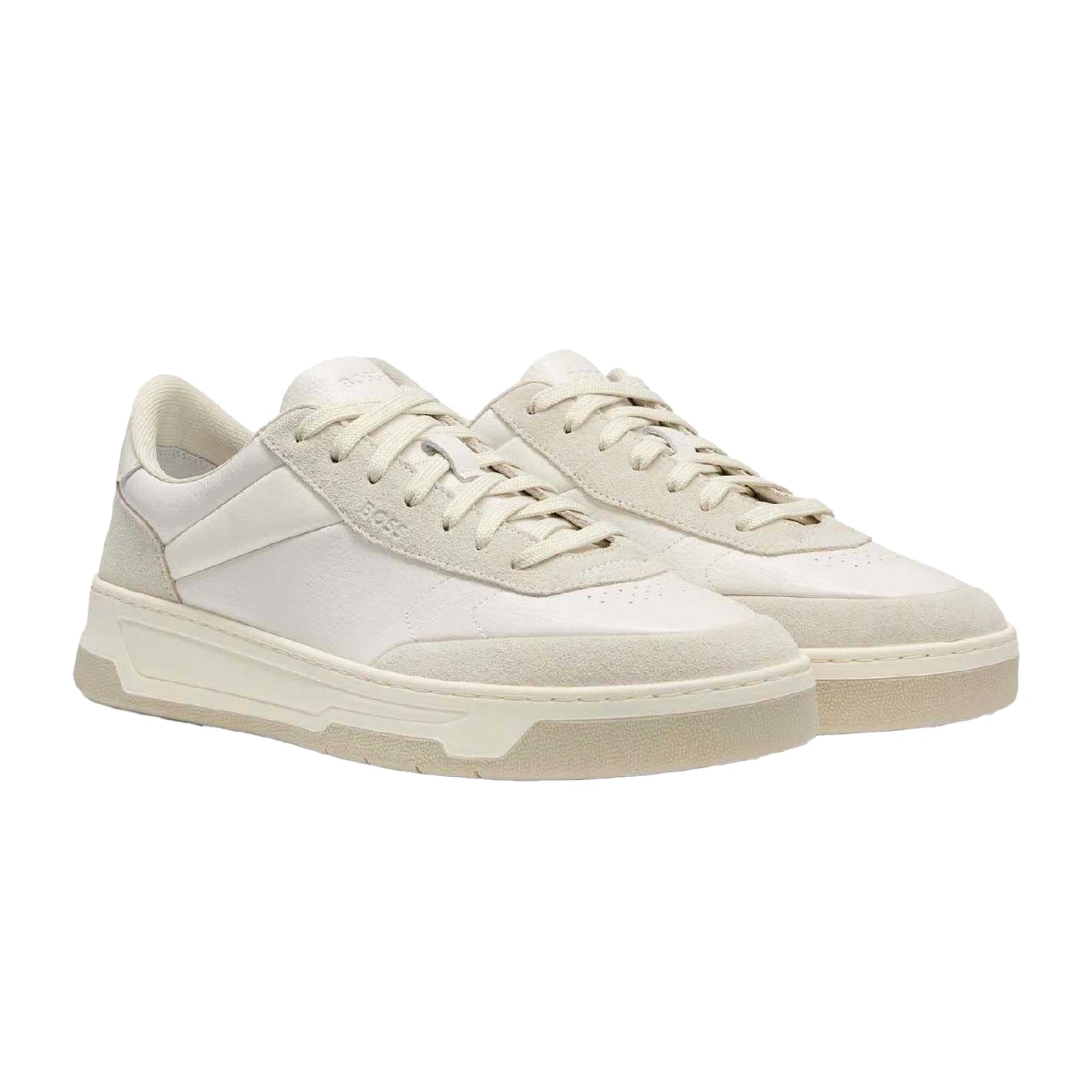 White - Pack Shot - Boss Mens Baltimore Leather Low Trainers