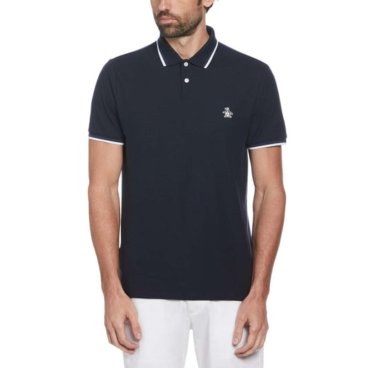Navy - Front - Original Penguin Mens Pique Tipped Polo Shirt