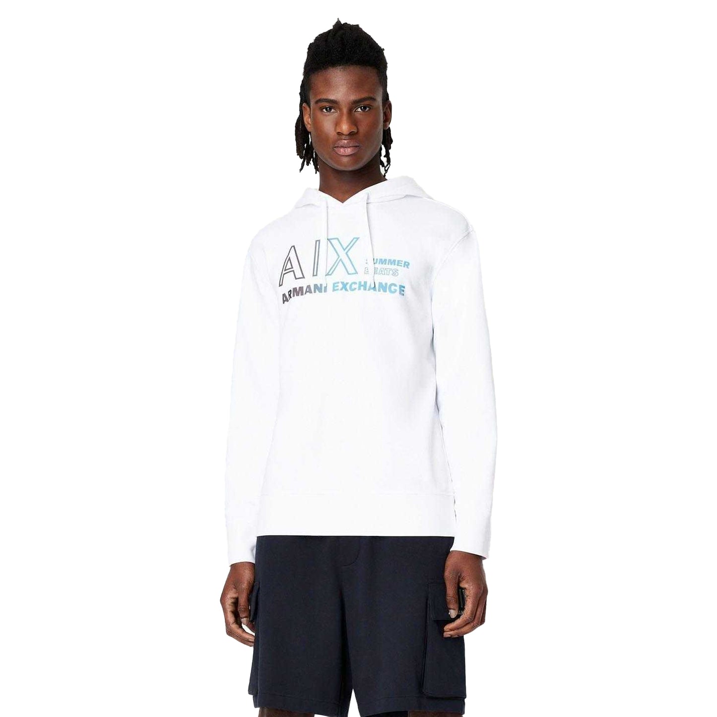 White - Side - Armani Exchange Mens Logo Hoodie