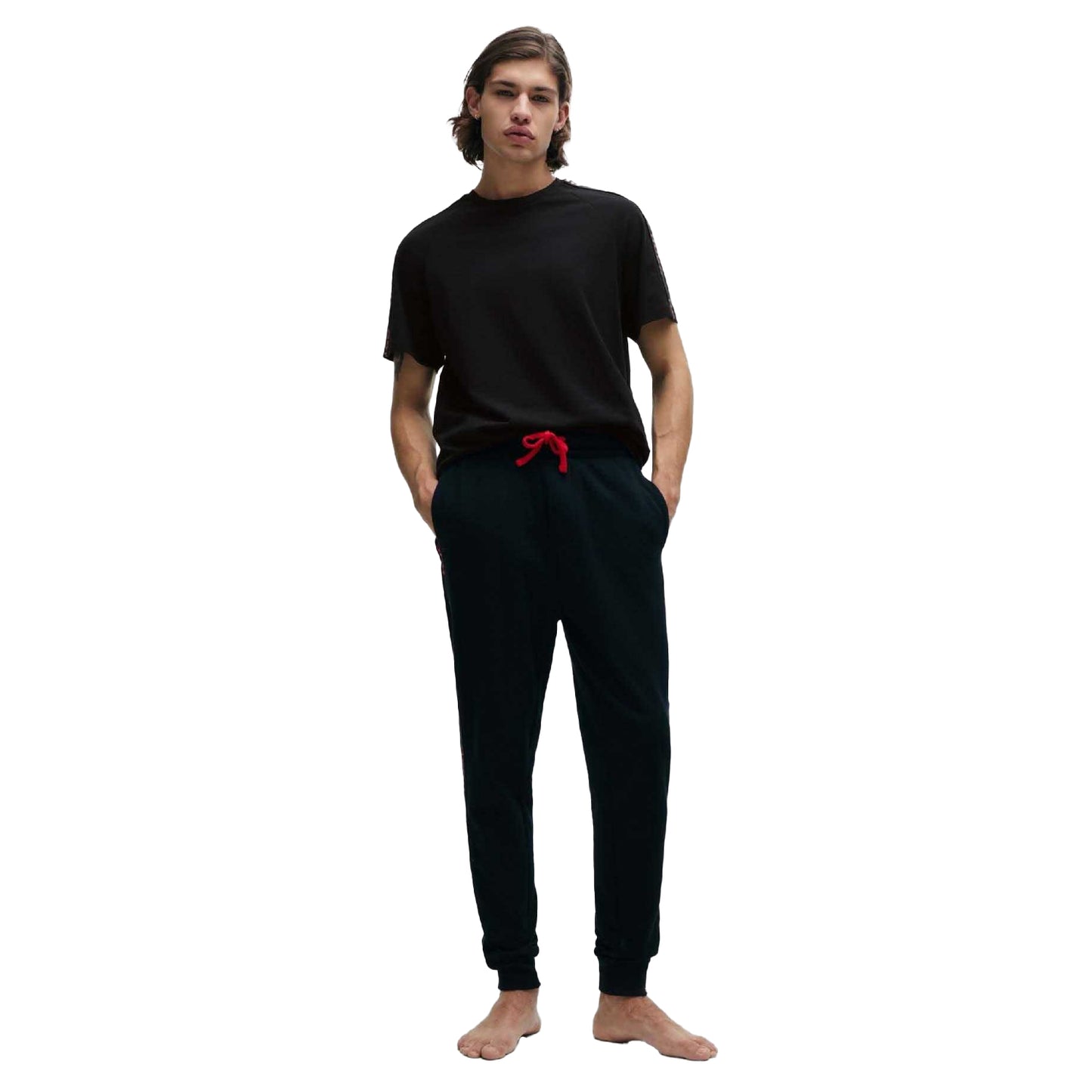 Black - Lifestyle - Hugo Mens Sporty Tape Logo T-Shirt