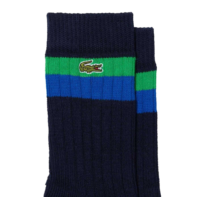 Multicoloured - Back - Lacoste Unisex Adult Striped High Cut Cotton Socks (Pack of 2)