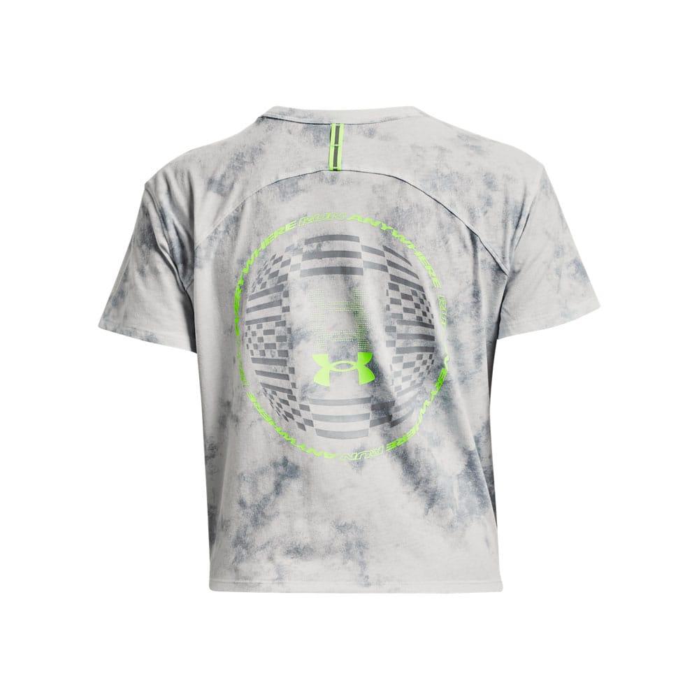 Grey - Back - Under Armour Womens-Ladies Run Anywhere Graphic T-Shirt