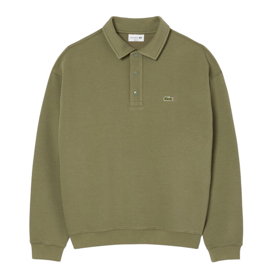 Green - Front - Lacoste Mens Pique Loose Sweatshirt