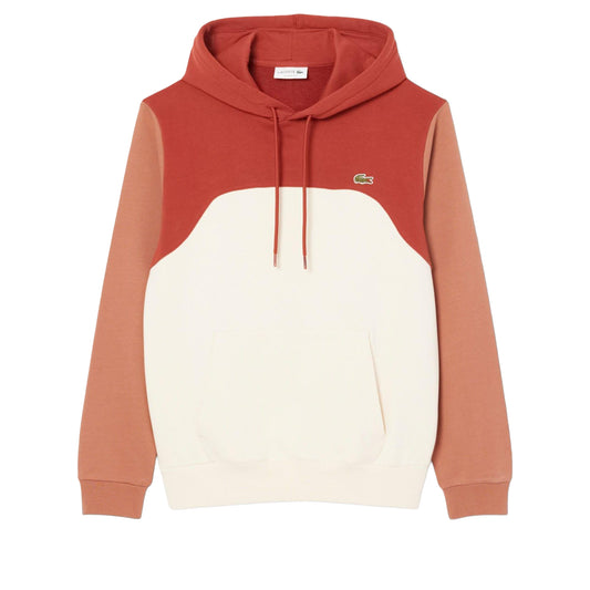 Orange-White - Front - Lacoste Mens Colour Block Classic Hoodie