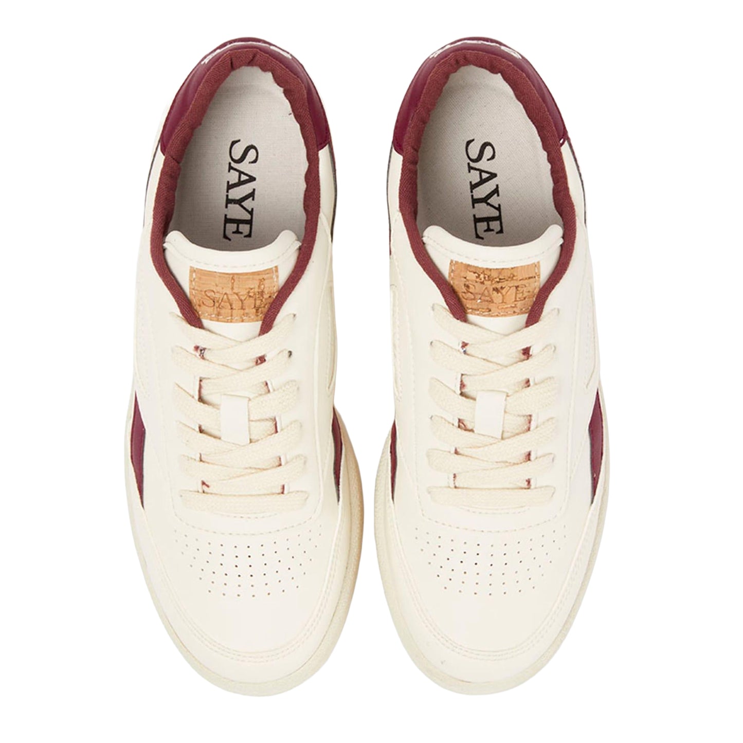 White-Maroon - Lifestyle - Saye Mens Modelo 89 Vegan Leather Trainers