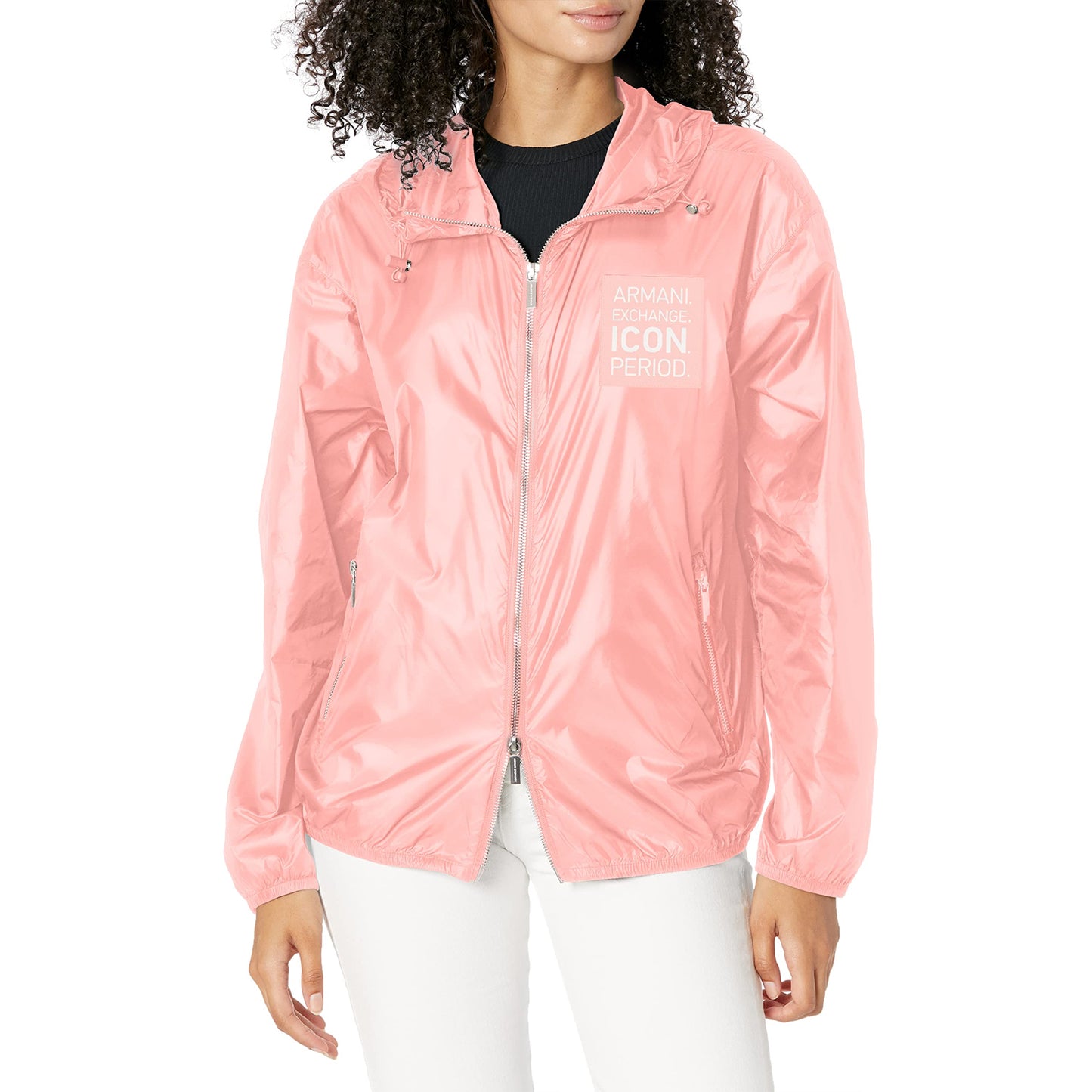 Pink - Side - Armani Exchange Womens-Ladies Hooded Jacket