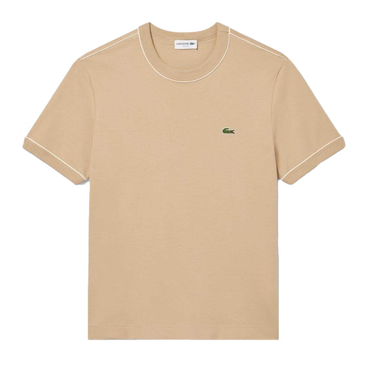Beige - Front - Lacoste Mens Interlock Slim T-Shirt
