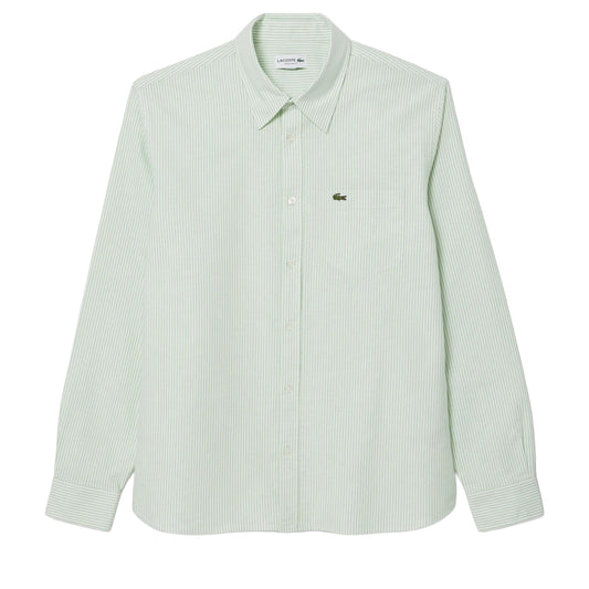 White - Front - Lacoste Mens Striped Regular Shirt