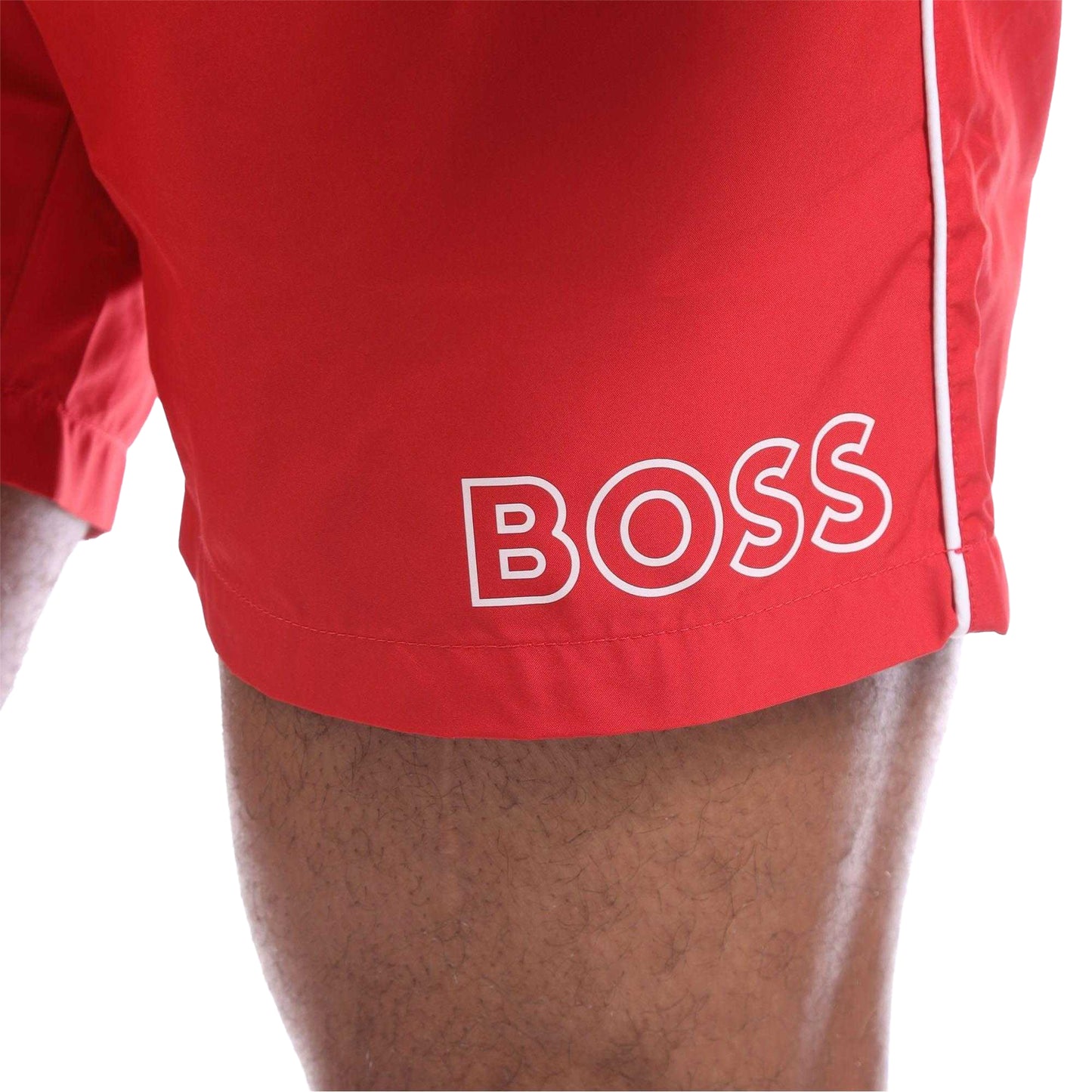 Red - Lifestyle - Boss Mens Logo Swimming Trunks