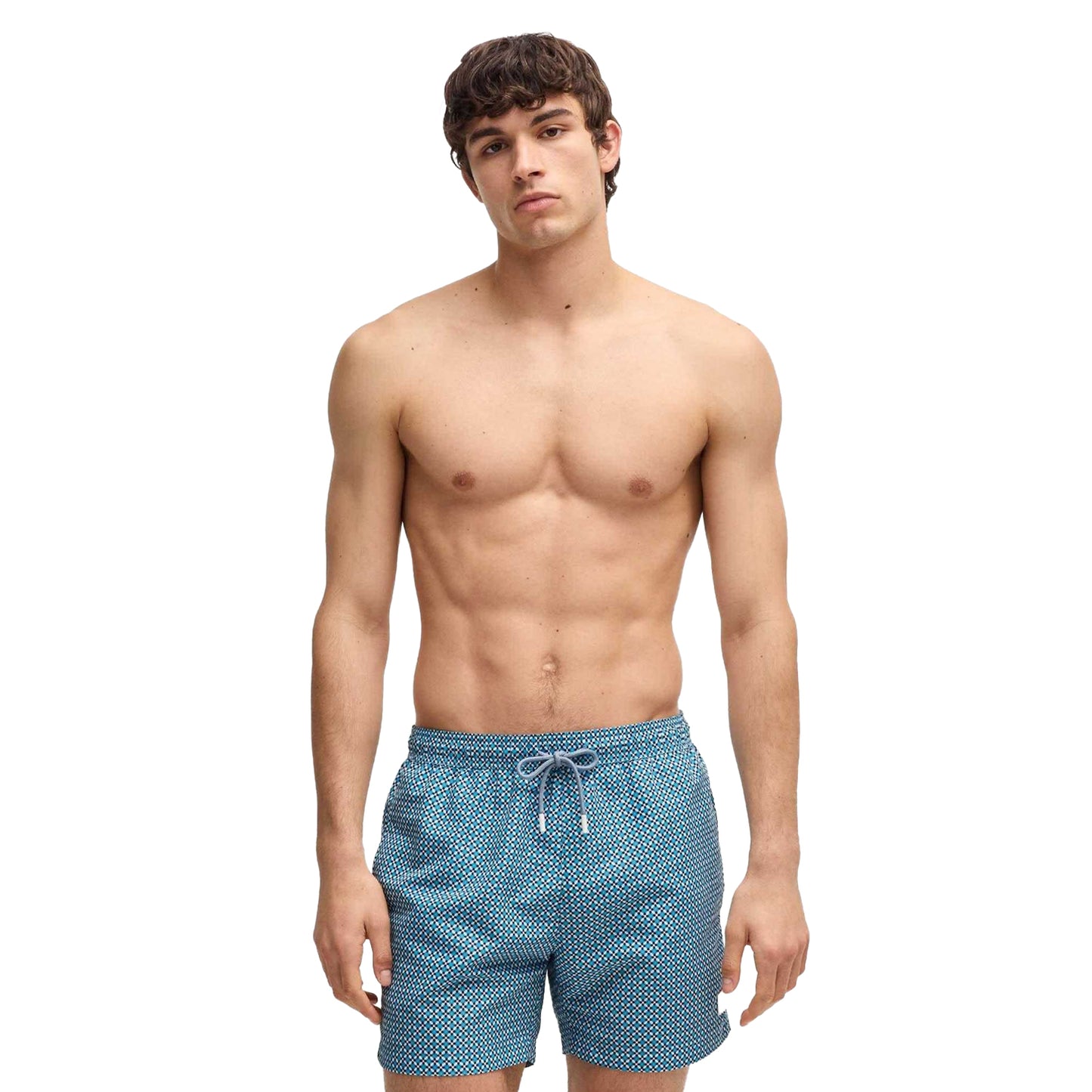 Blue - Side - Boss Mens Logo Swim Shorts