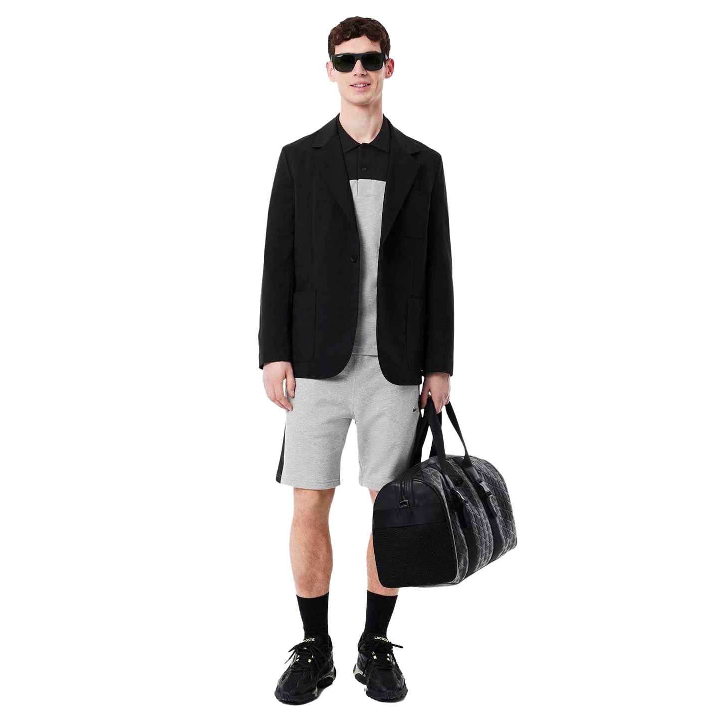 Grey - Lifestyle - Lacoste Mens Fleece Colour Block Shorts