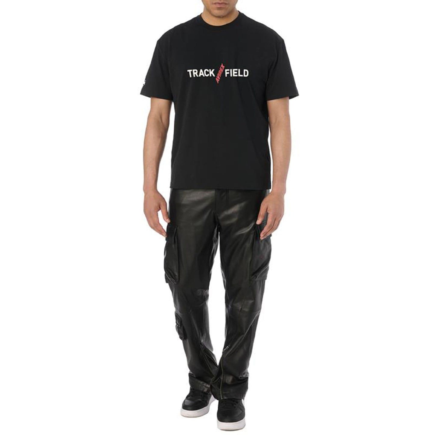 Black - Close up - Avirex Mens Track N Field T-Shirt