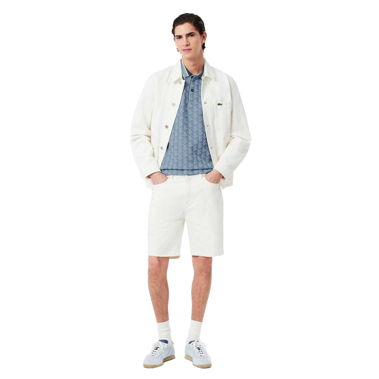 Blue - Lifestyle - Lacoste Mens Monogram Jacquard Classic Polo Shirt