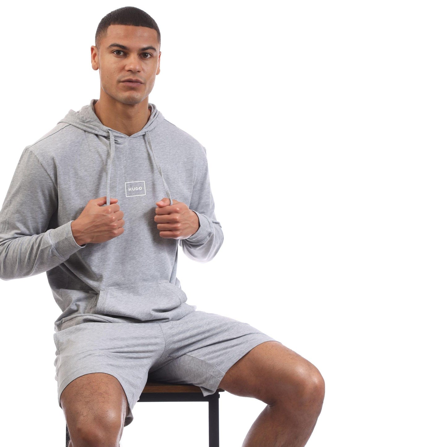 Grey - Lifestyle - Hugo Mens Laze Overhead Lounge Hoodie