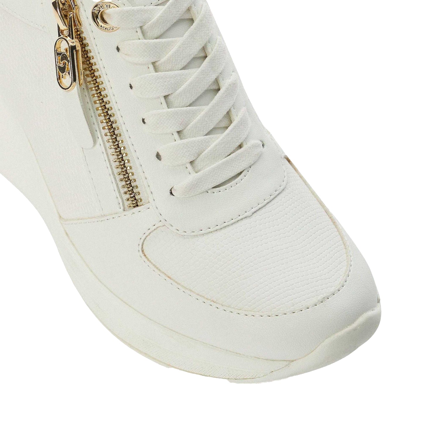 White - Pack Shot - Dune London Womens-Ladies Eilin Wedge Heel Trainers