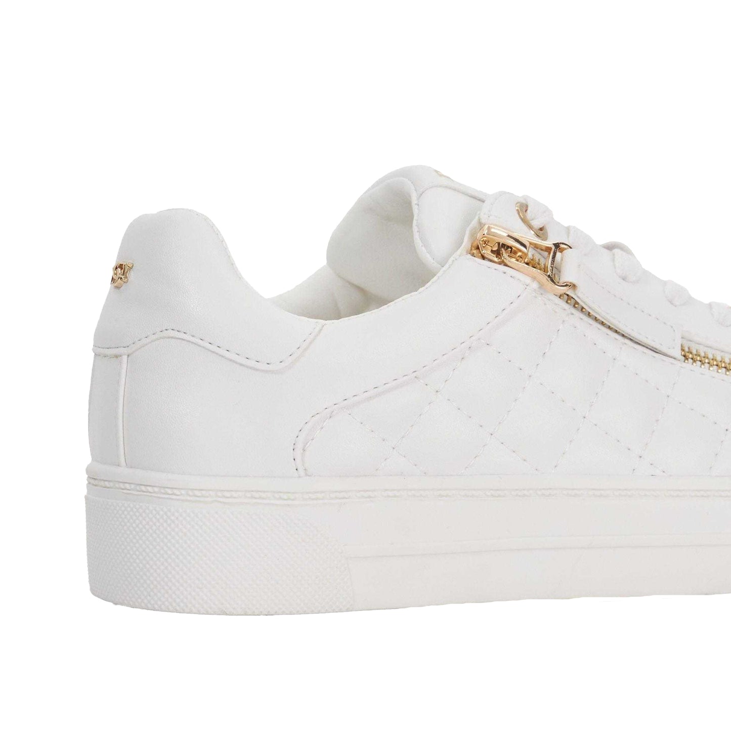 White - Pack Shot - Dune London Womens-Ladies Eisel Quilted Flatform Trainers