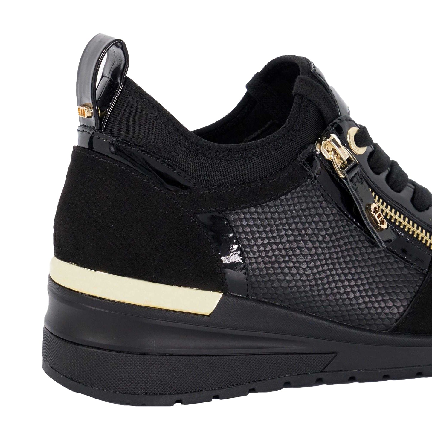 Black - Pack Shot - Dune London Womens-Ladies Eilisia Wedge Heel Trainers