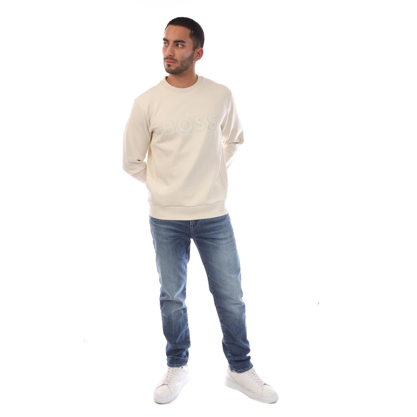 Off White - Lifestyle - Boss Mens Salbo Logo Stretch Sweatshirt
