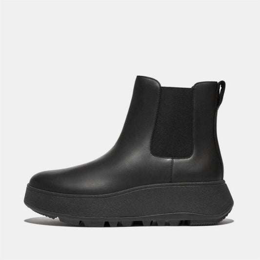Black - Front - Fit Flop Womens-Ladies F-Mode Leather Flatform Chelsea Boots